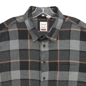 HAUPT Germany Long Sleeve Black Gray Tan Plaid Shirt Modern Fit XXL 18 45/46